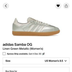 Adidas Sambas Linen Green Metallic